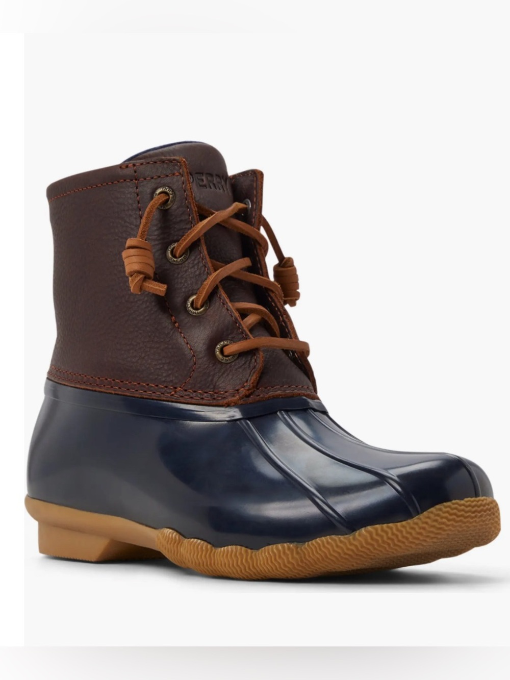 Sperry Saltwater Duck Boots In Brown Navy Women’s Size 7 New